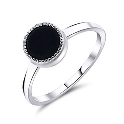 Black Agate Silver Ring NSR-2551